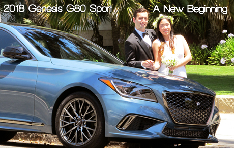 On their wedding day, Johnathan & Yumin Pose with the 2018 Genesis G80 Sport - A New Beginning by Both Standards